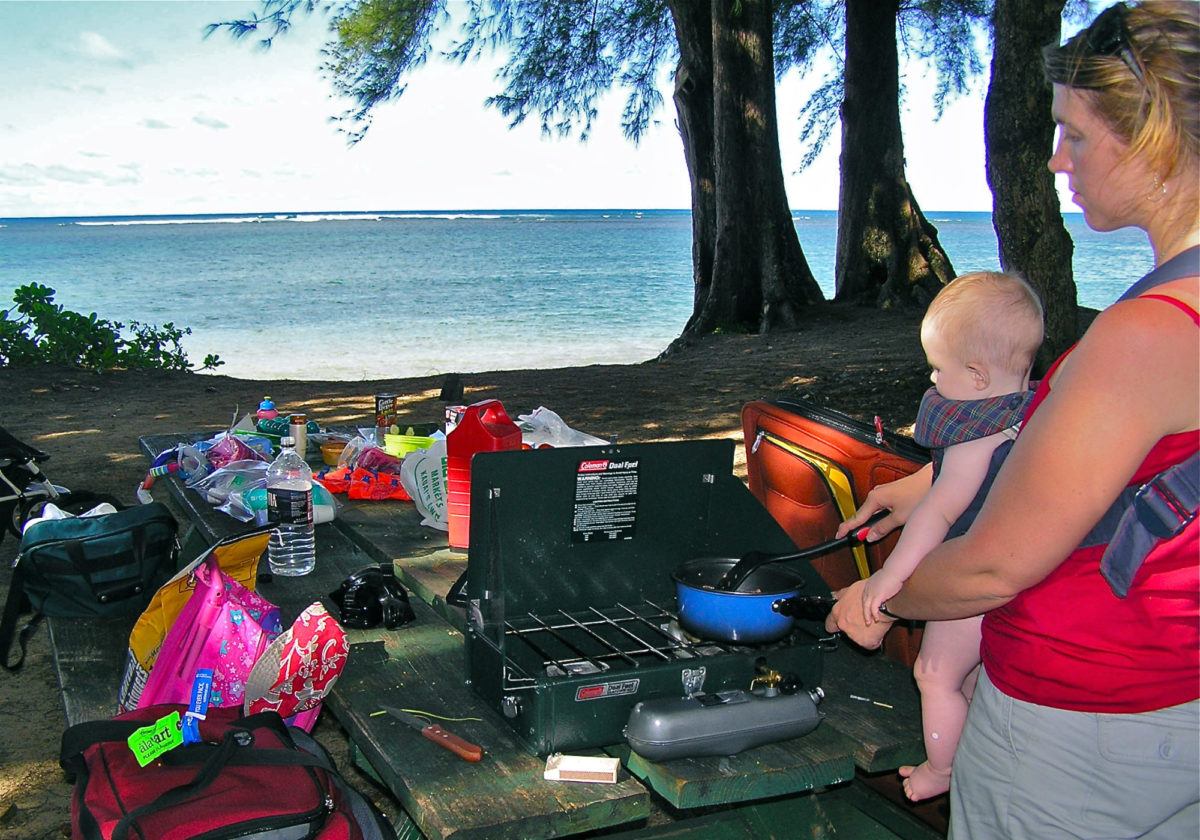 Hawaii family camping trip vacation, Kauai camping