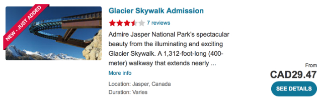 Glacier Skywalk rates, Glacier skywalk book trip