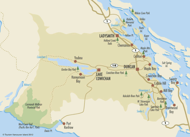 Cowichan Region, Cowichan Map, Things to do in Cowichan, Duncan, Chemainus, Ladysmith, Brentwood, Tourist activities, vancouver Island