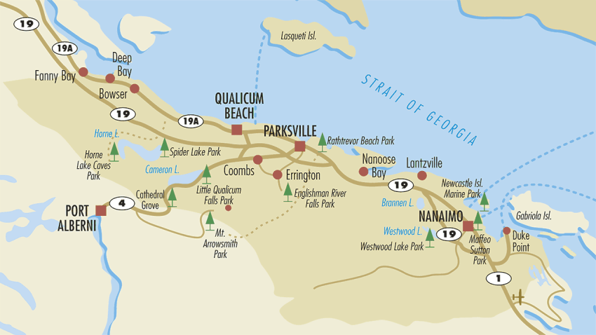 Vancouver Island Map, Vancouver Island vacation guide, Traveling Islanders Maps, Vancouver Island Maps, Central Vancouver Island Map, Parksville Map,