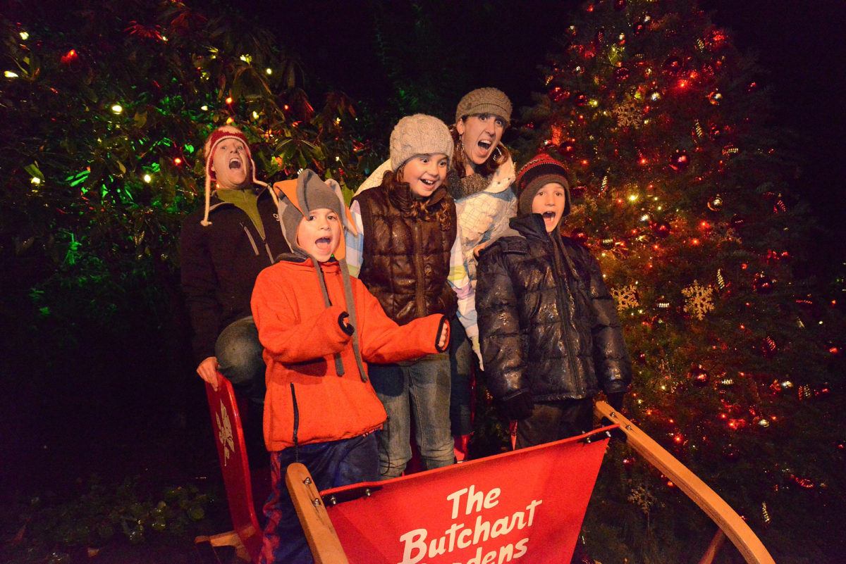 Butchart Gardens, Christmas at Butchart Gardens, Victoria Christmas, Christmas lights in Victoria, ice skating in Victoria, Butchart Gardens ice skating, things to do at Christmas in Victoria, How much does Butchart Cost, Butchart Gardens Christmas lights, Vancouver Island Travel Guide, Vancouver Island Travel Blog, Vancouver Island, Magic of Christmas at Butchart Gardens, family prices at Butchart Gardens, Taking kids to Butchart Gardens,