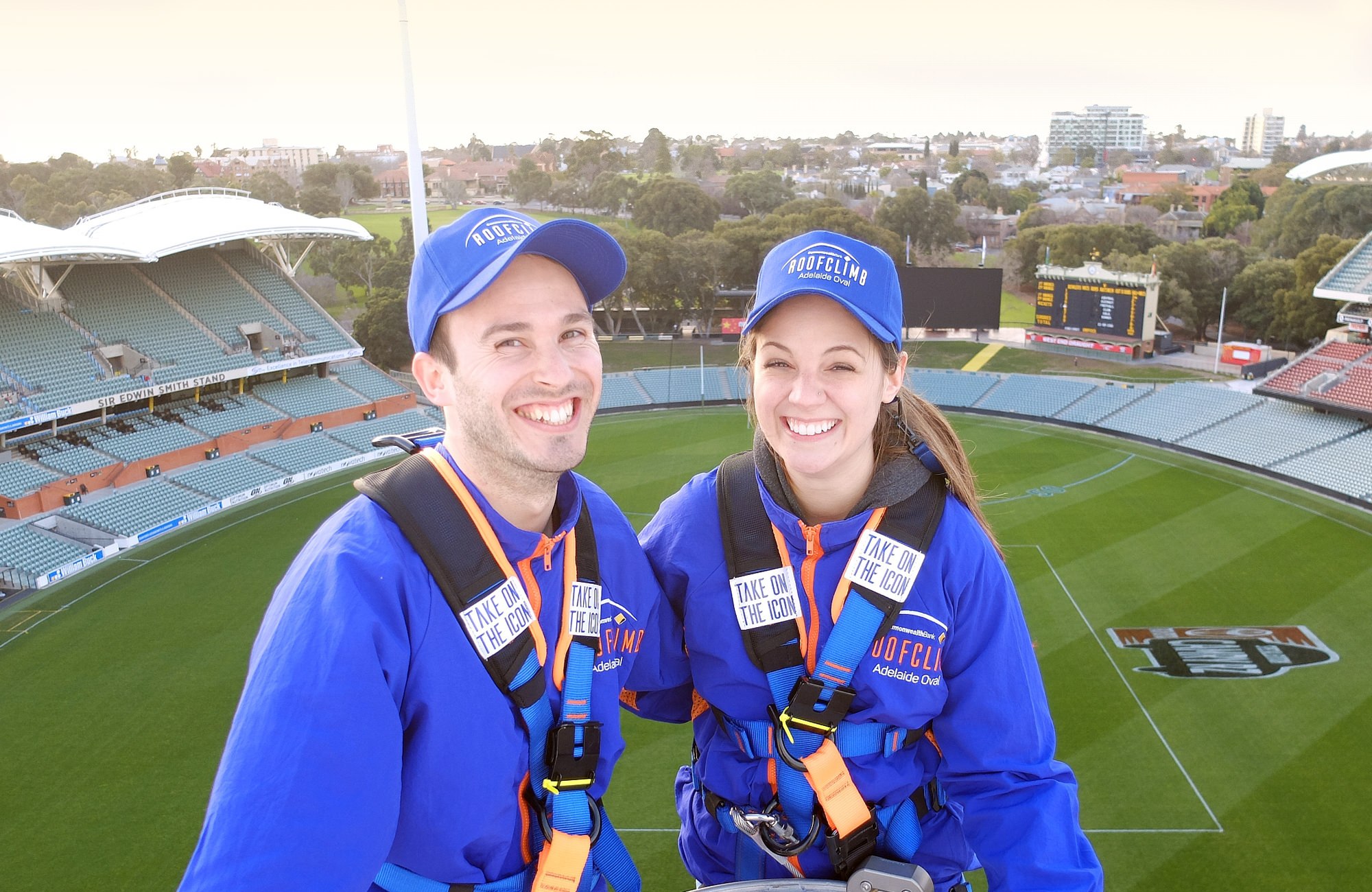 Daniel and Courtney RoofClimb Adelaide Oval Traveling Islanders South Australia Adelaide Attractions Sightseeing