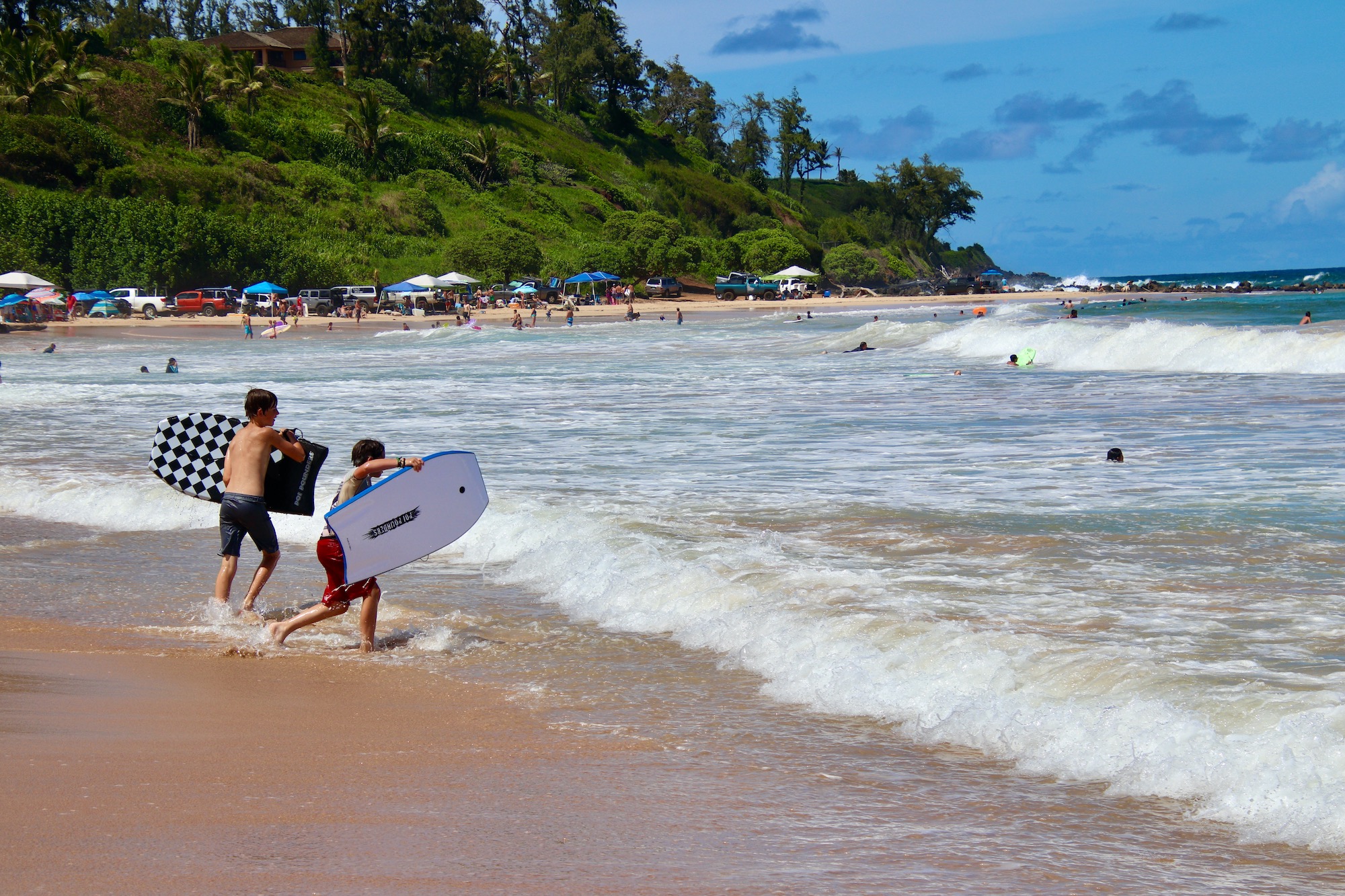 Kauai boogie boarding