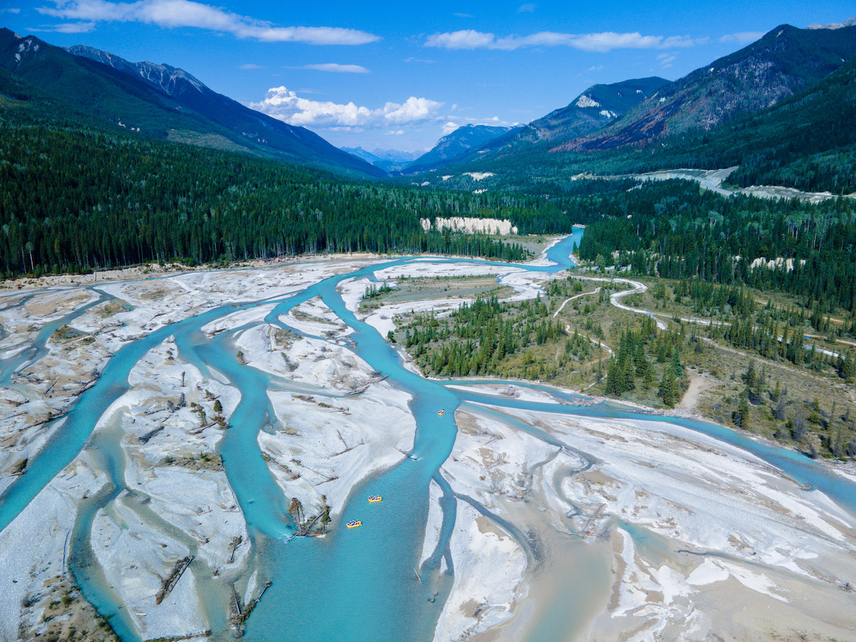 Rafting through the Kicking Horse River canyon in Golden, BC