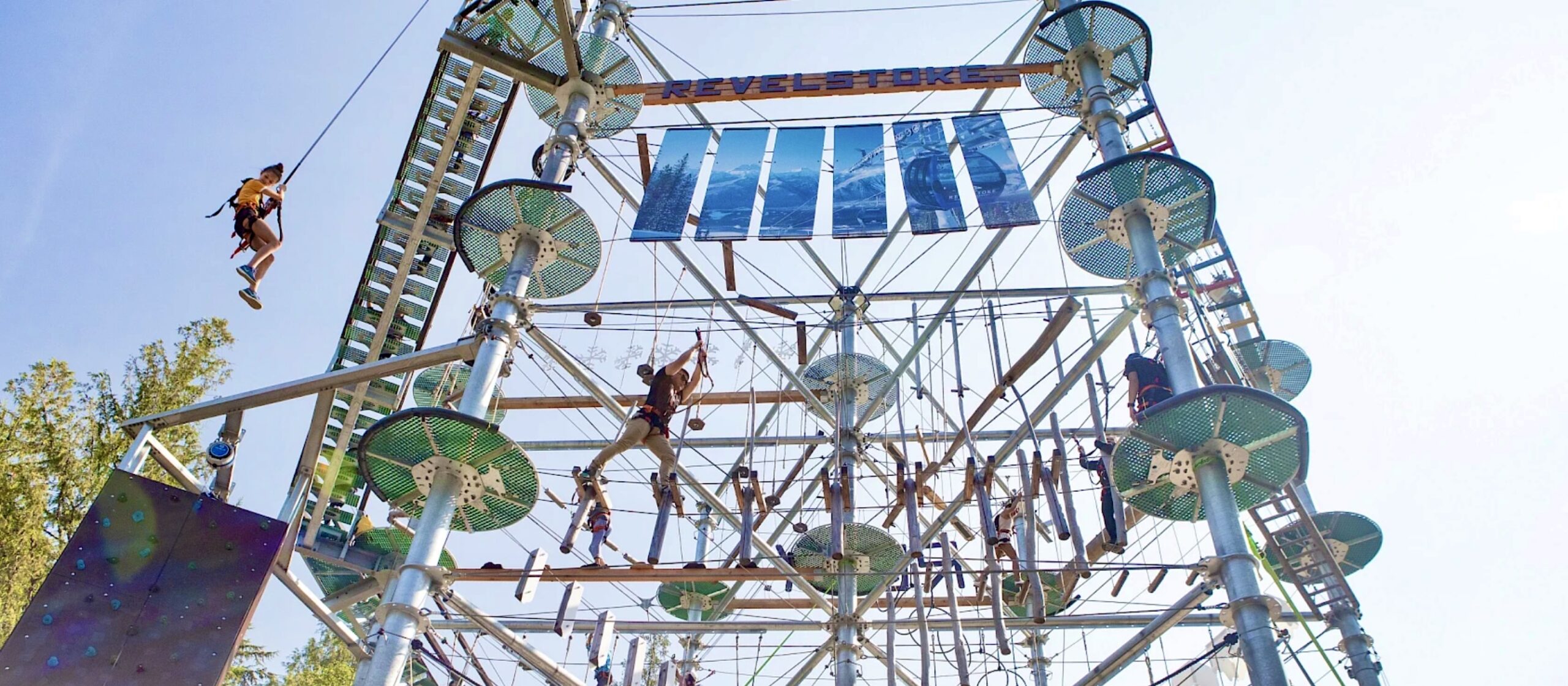 Aerial adventure park high ropes course at Revelstoke Mountain Resort